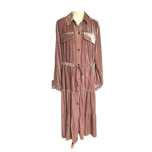 Free People “Bella Donna” Mauve Velvet Duster Dress Sz L NWT New With Tags